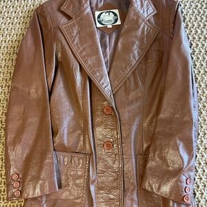 J Oliver Srauford Womens Vintage Brown Leather Jacket Size 11-12 Fits Like Small